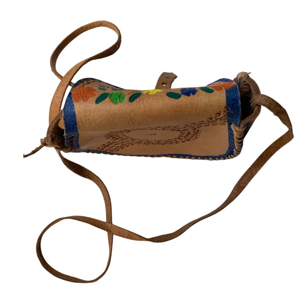 Authentic San Carlos Sonora Mexican  Handcrafted Leather Crossbody Bag Floral - Picture 10 of 12